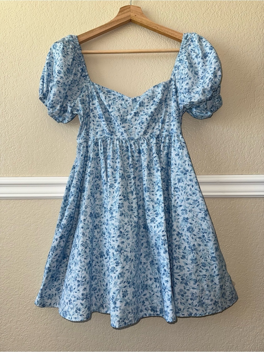 Altar’d State 100% Cotton Ashley Floral Mama Dress Puff Sleeve Blue XS